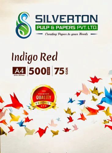 A4 Paper White Silverton Indigo Red, For Printing, Packaging Size: 500 Sheets per pack