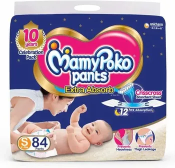 MamyPoko Extra Absorb Pant Style Diapers Small- 84Pieces - Baby Diapers -