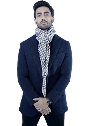 Men's Pure Cotton Checkered Multicolor Scarf ( 70 x 180 cm )