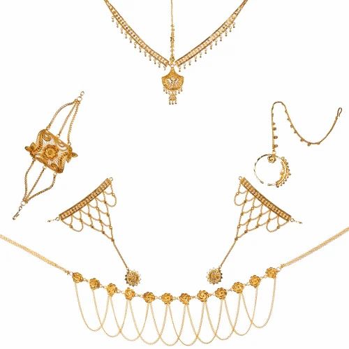 Gold Plated Golden BC 102 Bridal Combo Imitation Jewelry Set