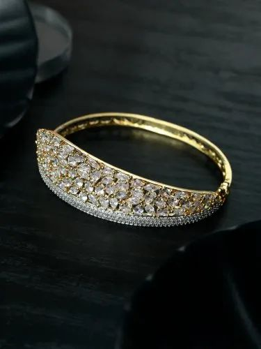 Brass Golden Priyaasi Gold Plated American Diamond Bracelet