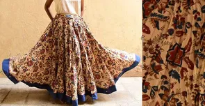 Block Printed Skirt, Size: XL