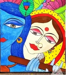 Paintings Without Frame Radha Krishna Madhubani Painting