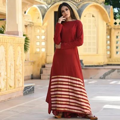 Vedic Maroon Gown,Size: L and XL