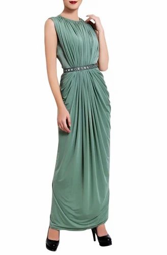 Vedangi Agarwal Sea Green Mirror Draped Dress