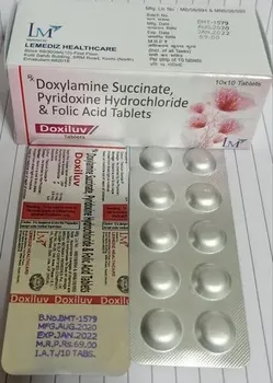 Doxilov Doxylamine Succinate, Pyridoxine Hydrochloride & Folic Acid Tablets, For Hospital, Packaging Size: 10x10