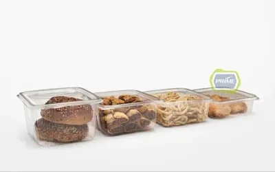 Transparent Plastic Pet Square Hinged Container, For Food