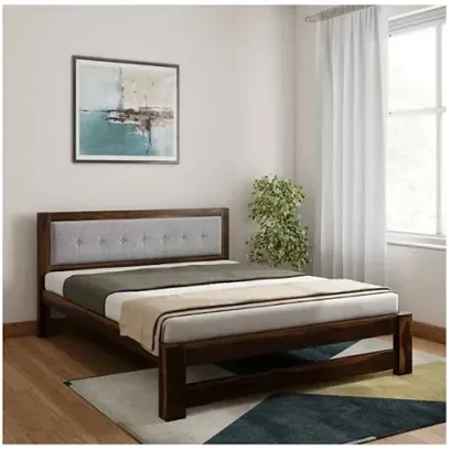Aaram By Zebrs Sheesham Wood Solid Wood King Bed | Finish Color - Honey, Delivery Condition