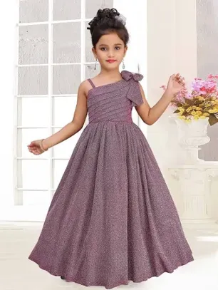 Cute Purple Shimmer Gown For Little Girls