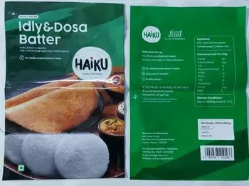 Mildly Salted Haiku Idli And Dosa Batter, Packaging Type: Pouch, Packaging Size: 800gm