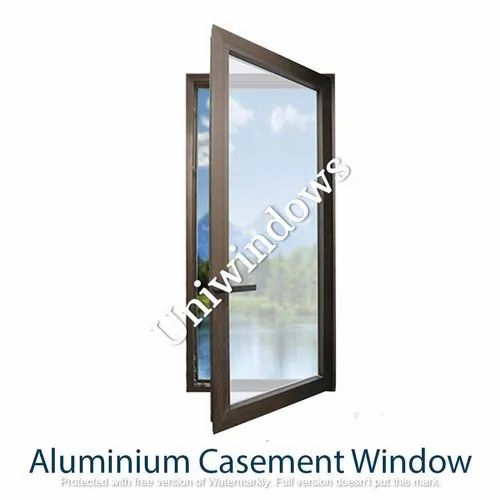 Modern Powder Coated Aluminium Casement Window, For Home