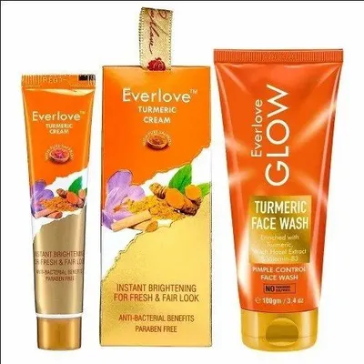 Chandan Everlove Combo : Turmeric Cream + Glow Turmeric Face Wash, For Personal, Type Of Packaging: Tube