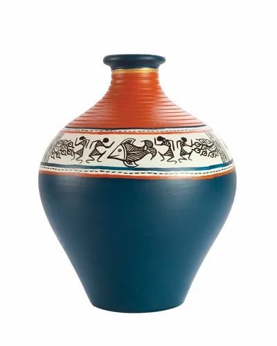 Curvaceous Blue Clay Vase