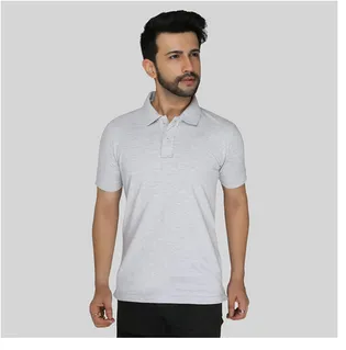 Polyester Cotton Grey Melange Color Premium Cotton Polo T-Shirt