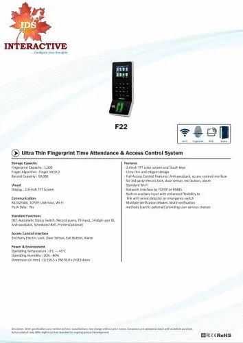 Fingerprint Recognition Devices Biometric System, For Time Attendance