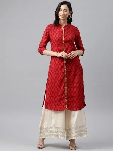 Round Neck Casual Wear Cocoons-838-Red Kurtis, Size: S, M, L, Xl, Xxl