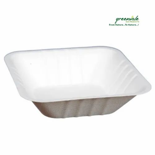 Greenvale White Biodegradable Bowl 4" Square, For Restaurant, Size: 108x108x26MM