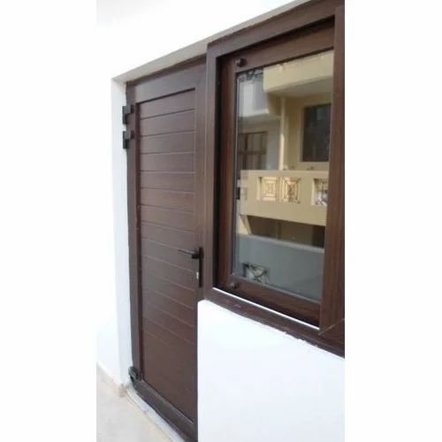 Chocolaty Brown Combination Door With Window