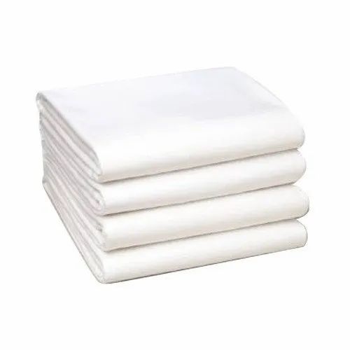 Double Cotton Plain White Hotel Bed Sheets, Size: 110x120 Inch