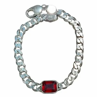 Ruby Stone Silver Bracelet