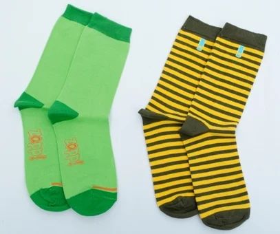 Zapp Green And Yellow Pair Socks