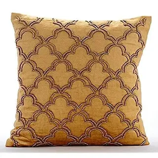 P&G Printed Beaded Cushion Cover, Size/Dimension: 16 X 16 Inch