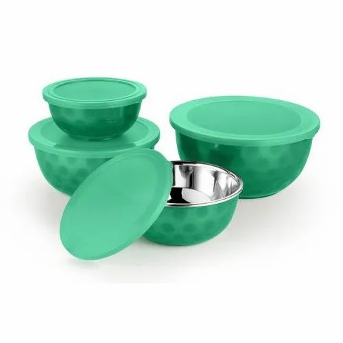 Classic Essentials Green 20cm Plastic Lid Storage Bowl Set