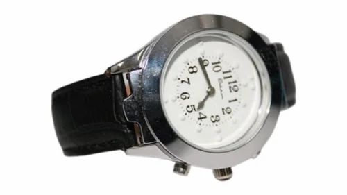 Saksham Round Braille Wrist Watch With Leather Strap, For Daily
