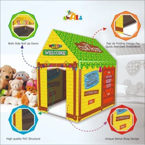 Multicolor Clubhouse Kids Play Tent House, Size: Large