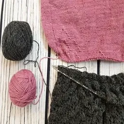 Pink, Black Knitting Yarn