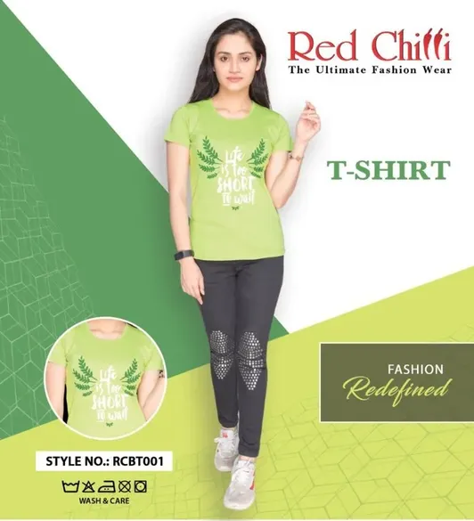 Round Red Chilli Green T-Shirts For Women