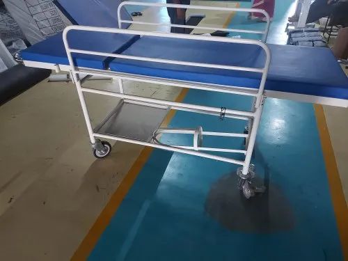 Stainless Steel Patient Stretcher Trolley, For Hospital