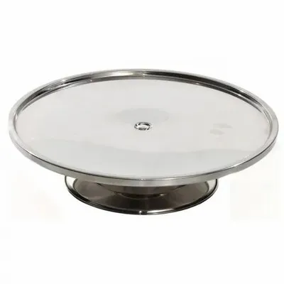 Silver Stainless Steel Cake Stand, Round, Size: Dia - 30 Cm,Height - 6 Cm