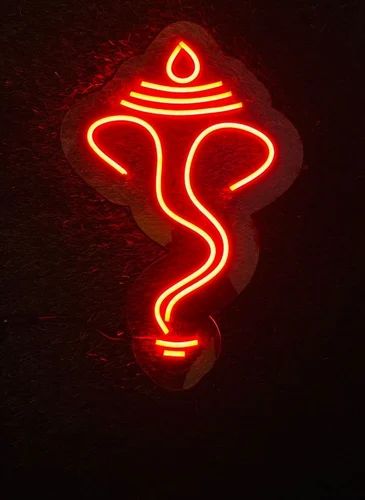 Red Ganpati Ji Neon Sign, For Decoration, Shape: Square