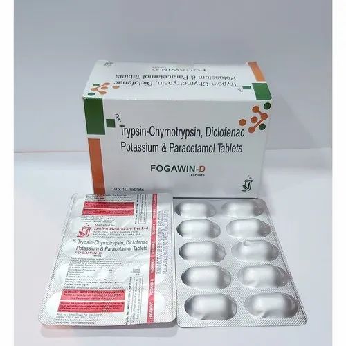 Gogawin-D Trypsin-Chymotrypsin, Diclofenac Potassium & Paracetamol Tablets, 10 X 10 Tablet, Prescription