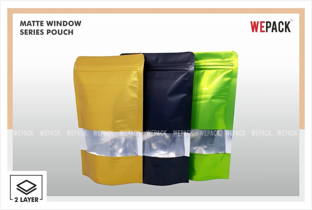 Plastic Matte Pouch with Rectangle Window, 3 Layer