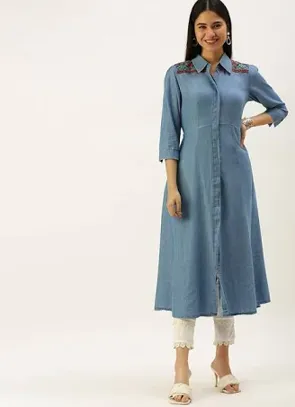 Blue Denim Indian Dress