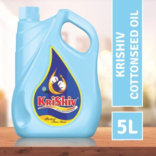 Cold Pressed Krishiv 5 Litre Cottonseed Oil Jar, For Food