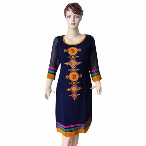 Small Base Color: Navy Blue Designer Georgette Kurti