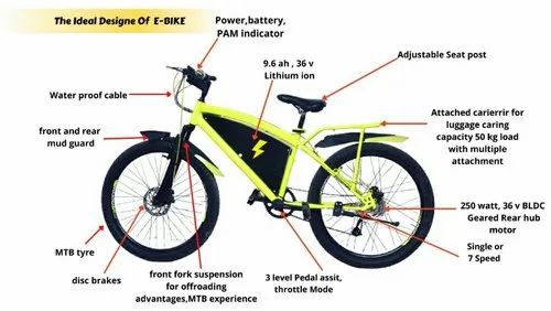 Hub Motor Electric Cycle, Battery Charging Time: 3 Hour, Battery Mileage: Upto 60km