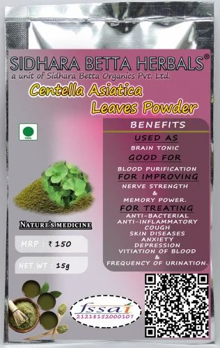 Centella Asiatica Leaves Powder, Packaging Type: Packet, Packaging Size: 15 G