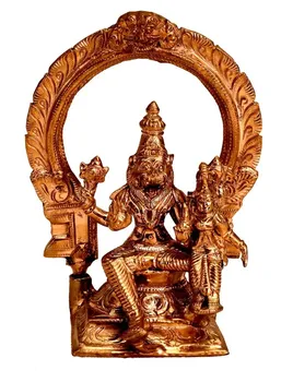 Golden (Gold Plated) Poompuhar Bronze Lakshmi Narasimmar for Home