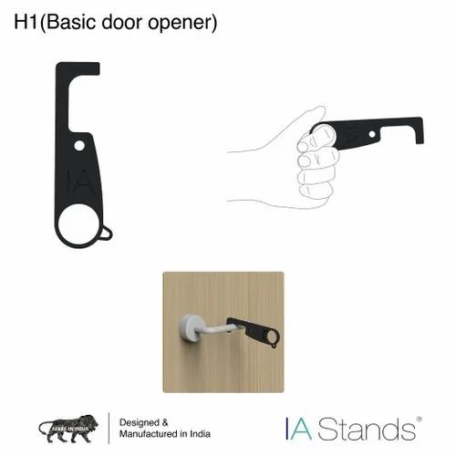 IA Stands Black Covid Keychain No Touch - Safe Touch Door Opener - H1, Size: 92x26x15 (in Mm)