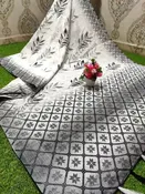 Kartik Border Khushi 6.3m Linen Printed Saree, 6.3 m (with blouse piece)