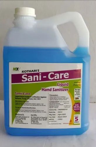 Sani-Care 5 Liter Hand Sanitizer, Packaging Type: Can, Ideal For: Hospital