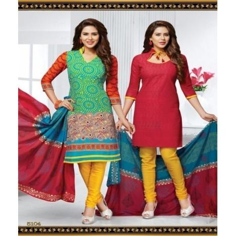 Red And Green Base Color Tops With Yellow Bottom