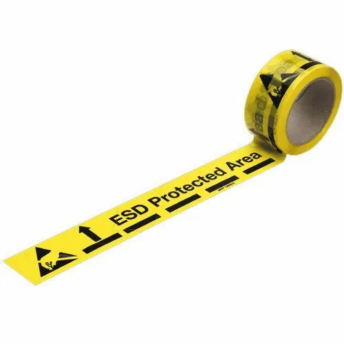 Single Sided Yellow ESD Anti Static Caution Tape, For Industrial, Size: 2 inch