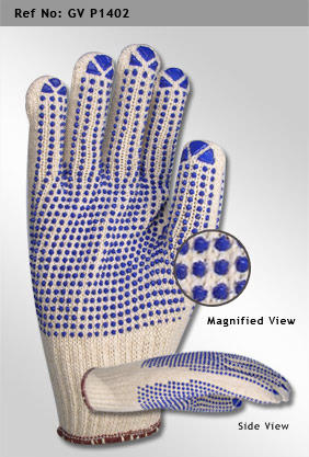Cotton Knitted Hosiery Hand Gloves with PVC Dots