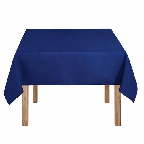 Solid Blue Handloom Tablecloths Velvet, Size: 52x82 Inches