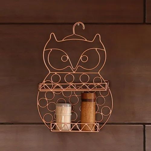 Exclusivelane 'The Wise Old Owl' Handwired Kitchen-Bathroom Storage Wall Shelf In Iron